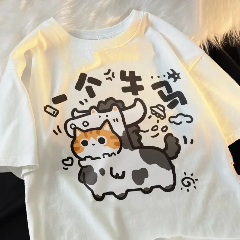 Summer Clothing Trends 2026 - Funny Text Cartoon Print Short Sleeved
