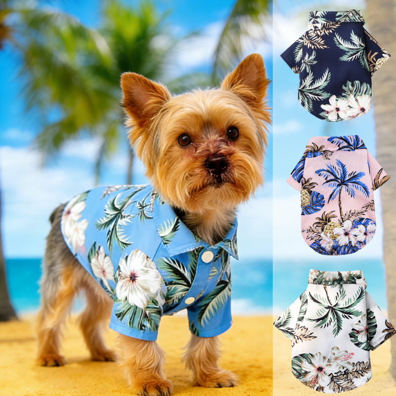 Summer Clothing In French - Hawaiian Style Pet Dog Clothe Summer
