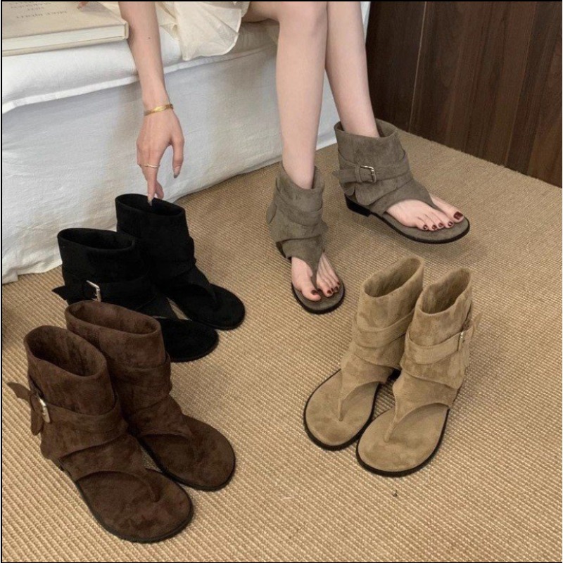 2025Spring Clip Toe Flats Sand - Summer Clothing Modest avaliação e preço