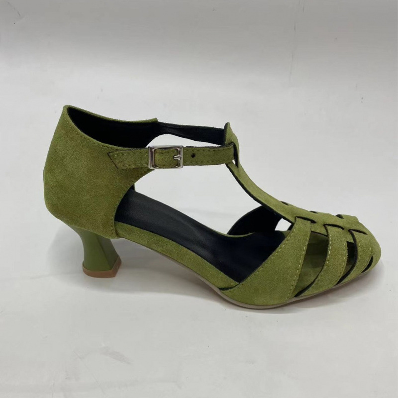 Women's Green Suede Kitten Hee - Summer Clothing Modest avaliação e preço