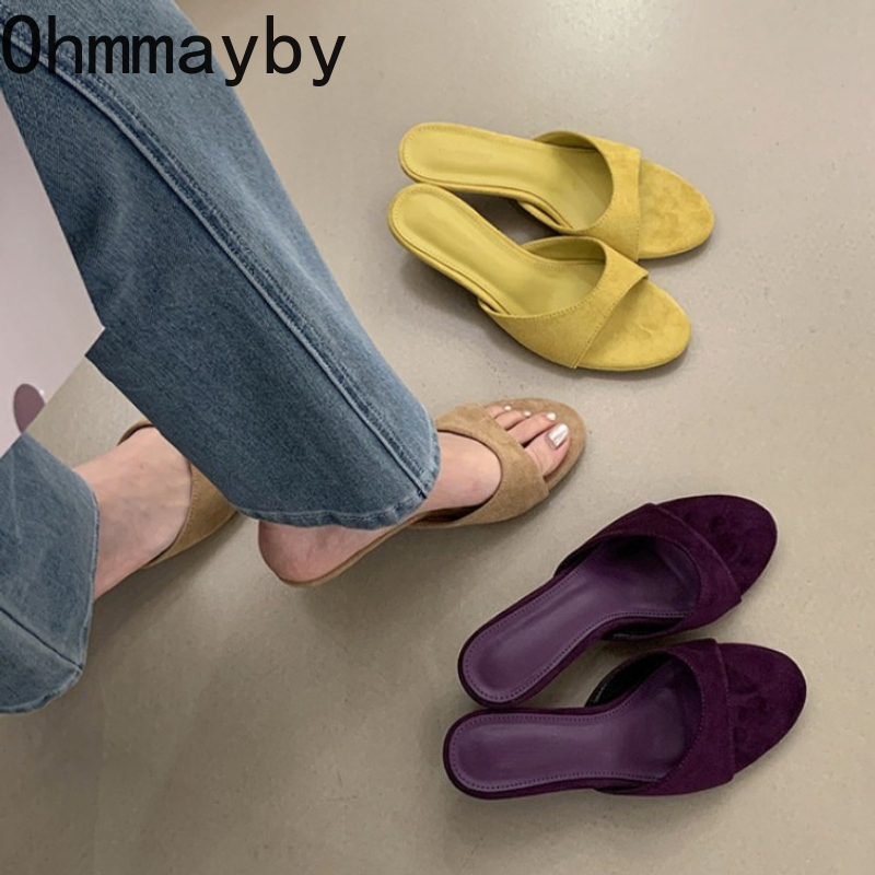 New Women Suede Slide Open Toe - Summer Clothing Modest avaliação e preço