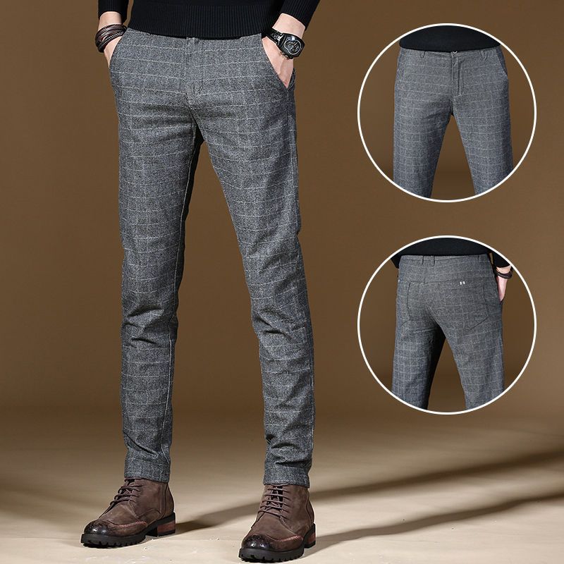 Male Suit Trousers Gray Plaid  - Summer Clothing Cheap avaliação e preço