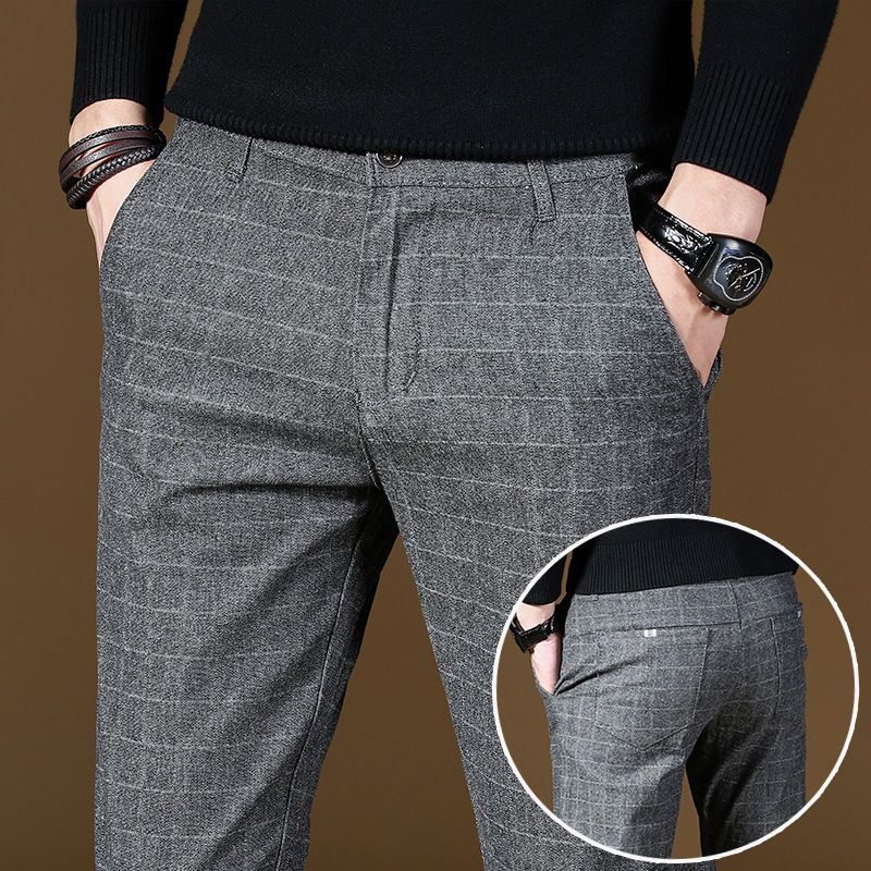 Male Suit Trousers Gray Plaid  - Summer Clothing Cheap avaliação e preço