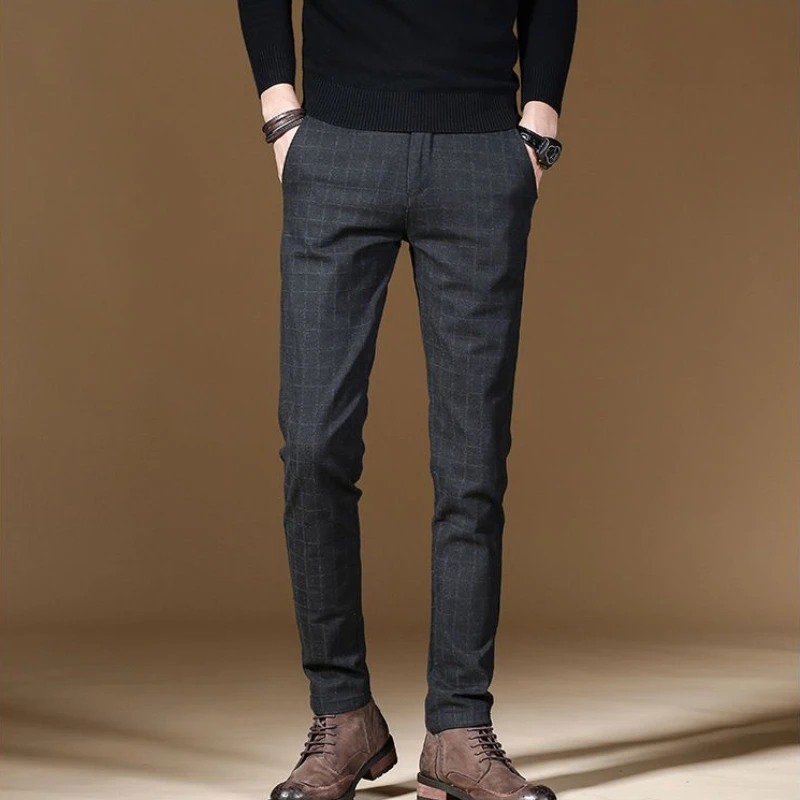 Male Suit Trousers Gray Plaid  - Summer Clothing Cheap avaliação e preço