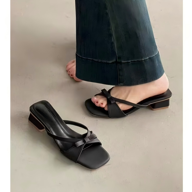 Elegant Bow Tie Square Toe San - Summer Clothing Modest avaliação e preço