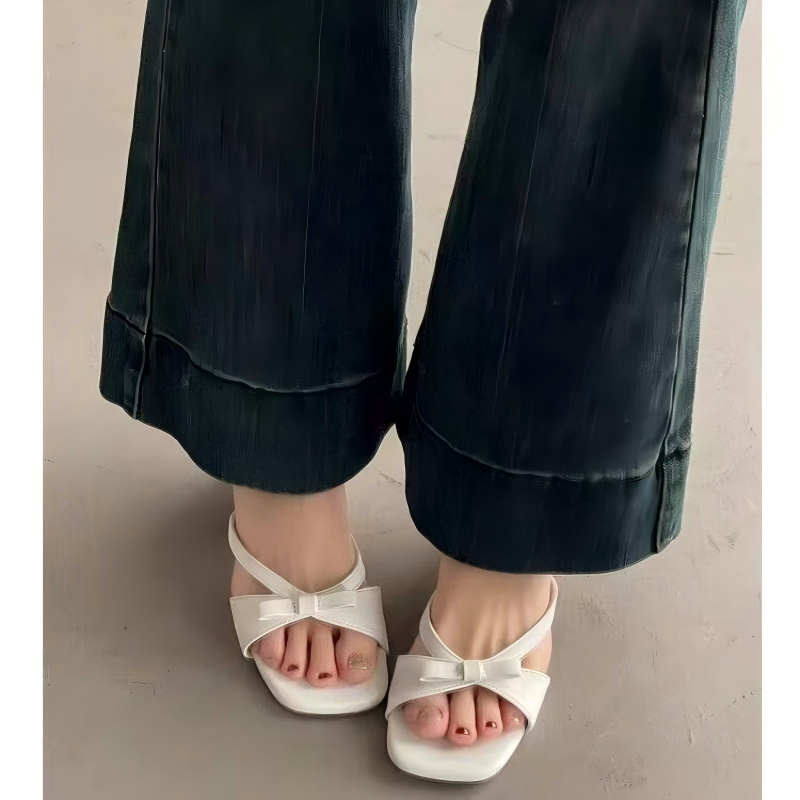 Elegant Bow Tie Square Toe San - Summer Clothing Modest avaliação e preço
