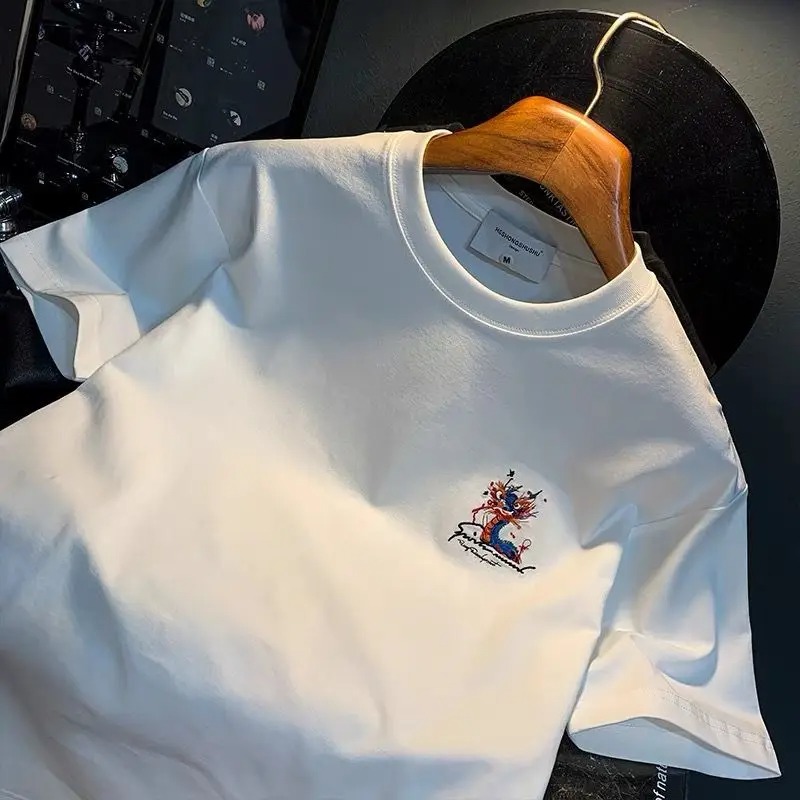 100℅ Cotton T Shirt for Men Wh - Summer Clothing Cheap avaliação e preço