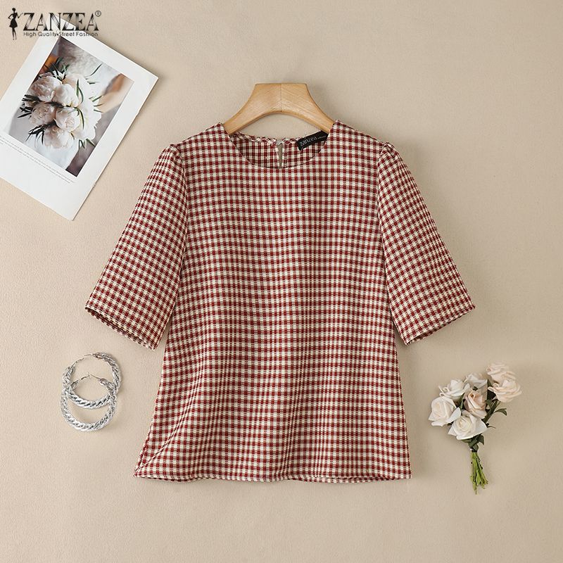 Woman French Elegant Gingham B - Summer Clothing In French avaliação e preço