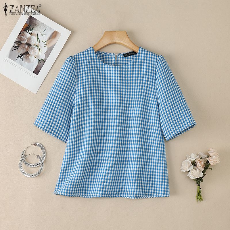 Woman French Elegant Gingham B - Summer Clothing In French avaliação e preço
