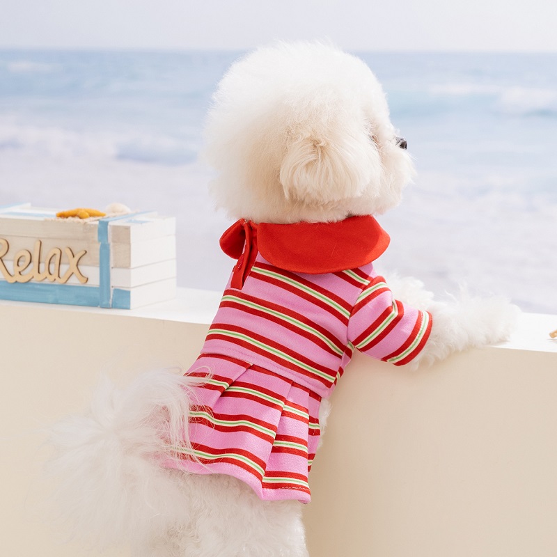 Dog Clothes Summer Striped Dog - Summer Clothing In French avaliação e preço